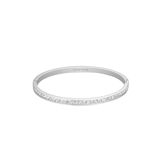 Rosefield Jewellery - Channel Set Crystal Bangle Silver