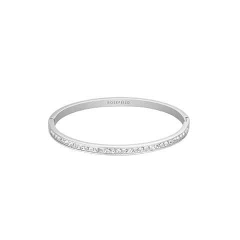 Rosefield Jewellery - Channel Set Crystal Bangle Silver