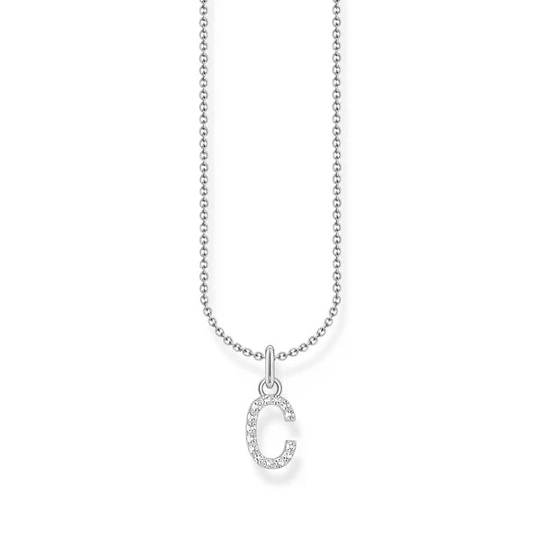 THOMAS SABO - NECKLACE WITH LETTER PENDANT C AND WHITE ZIRCONIA - SILVER