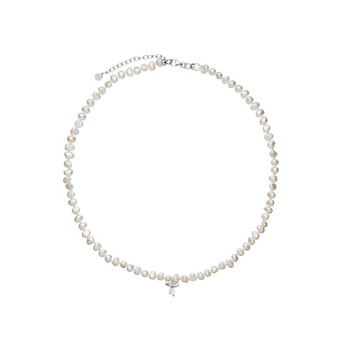 Karen Walker - Petite Bow With Pearls Necklace - Sterling Silver