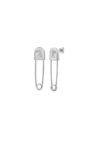 Karen Walker - Runaway Safety Pin Studs Silver