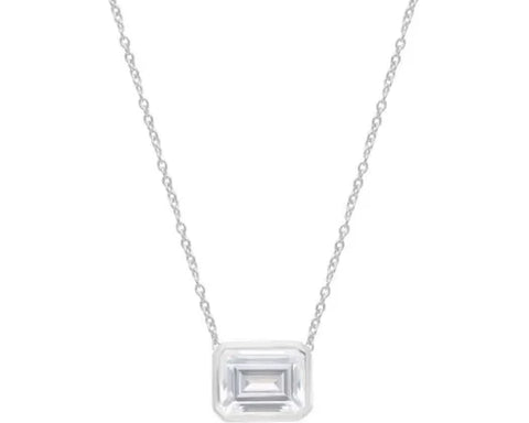 Brent Weatherall Jeweller - 18ct White Gold Lab Grown Emerald Cut Pendant Certificated 2ct