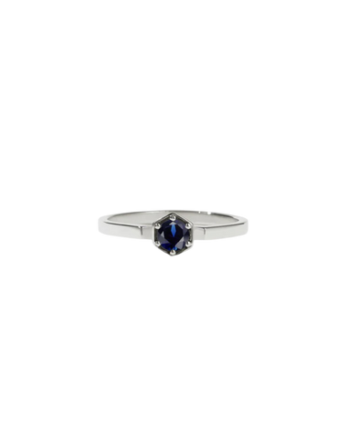 Meadowlark - Hexagon Solitaire Blue Sapphire Sterling Silver