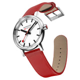 Mondaine - Evo2 35mm White Dial Red Vegan Leather Watch