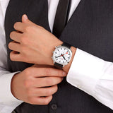 Mondaine - Grand Cushion White Dial/Black Strap Set