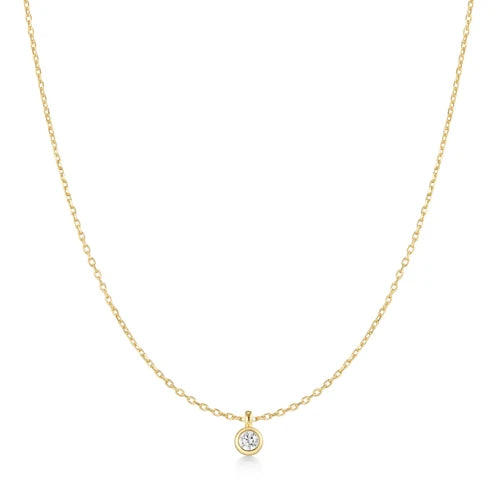 Ania Haie - Luna Bezel Set Solitaire Necklace Gold Plate