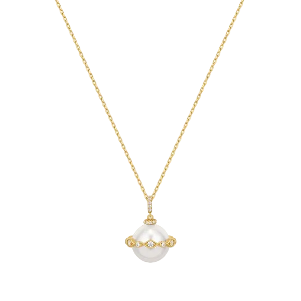 Ania Haie - Luna Shell Pearl Halo Evil-Eye Necklace Gold