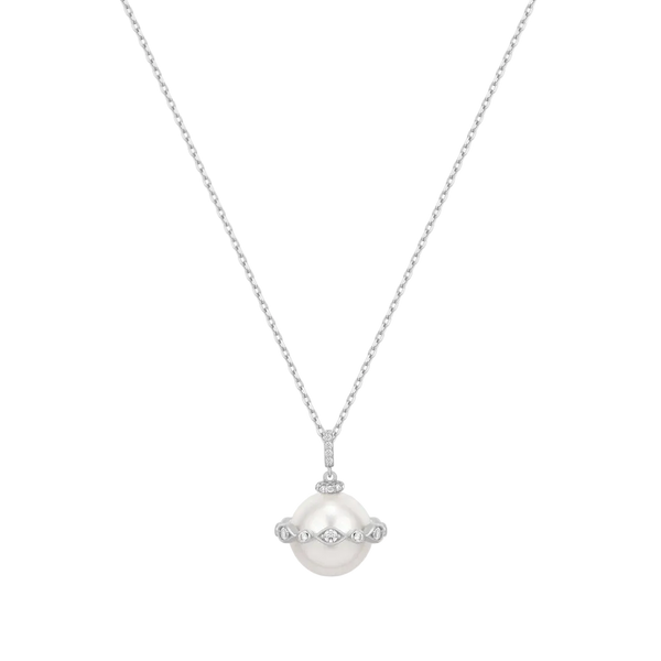 Ania Haie - Luna Shell Pearl Halo Evil-Eye Necklace Silver