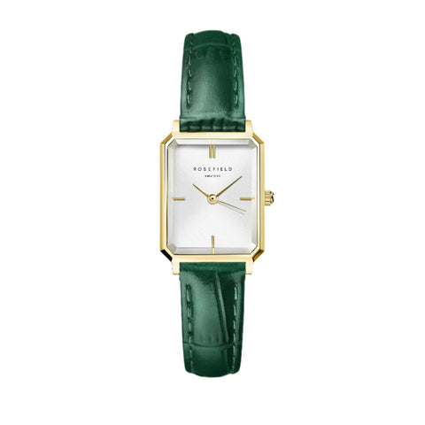 Rosefield Watch - Extra Small Octagon Emerald & Gold Watch