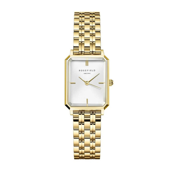 Rosefield Watch - Octagon Extra Small White Dial Gold Strap Watch