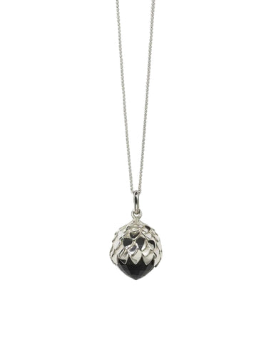 Meadowlark - Large Protea Necklace Onyx Sterling Silver