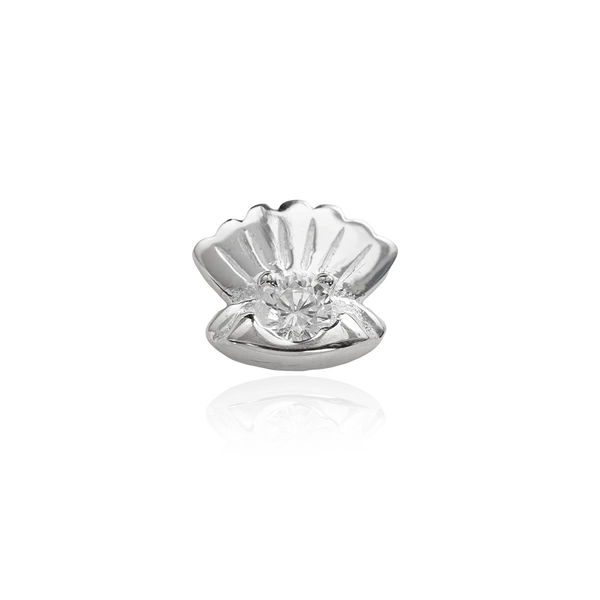 Stow - Scallop Charm Silver and Cubic Zirconia