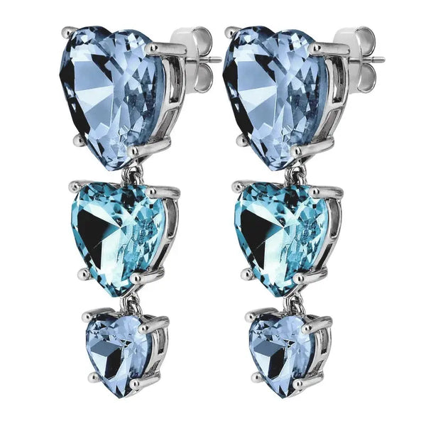 Dyrberg Kern - Sanctu Shiny Silver Drop Earrings, Light Blue