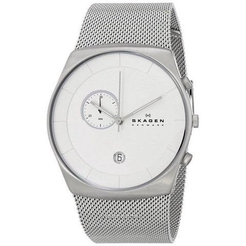 Skagen - Silver Mesh Watch With White Face