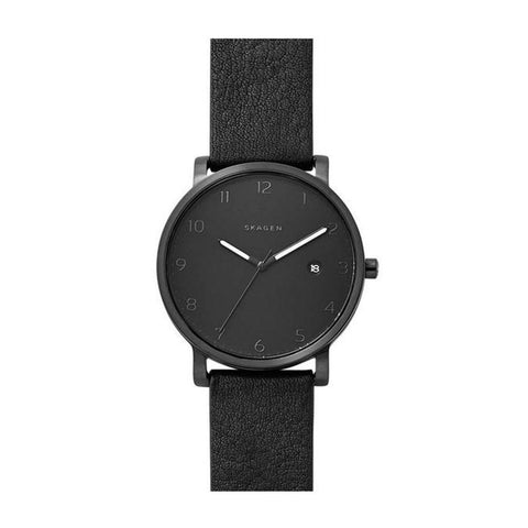 Skagen - Men's Hagen Quartz Black Leather Watch