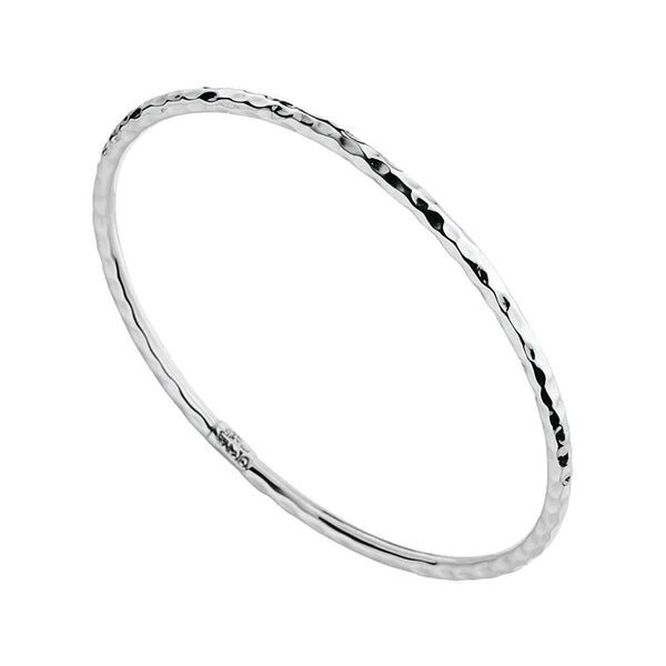Najo - Silver 3mm Bangle with Beaten Texture