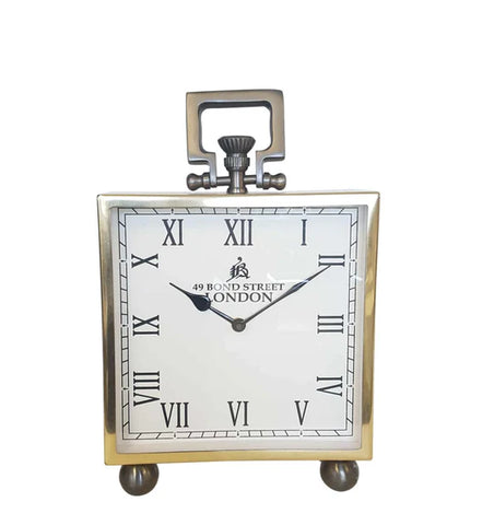 Clock - Alum Gold Steel London Table Clock