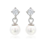 Georgini - Touch Of Sparkle Dangle Drop Pearl Earrings Silver