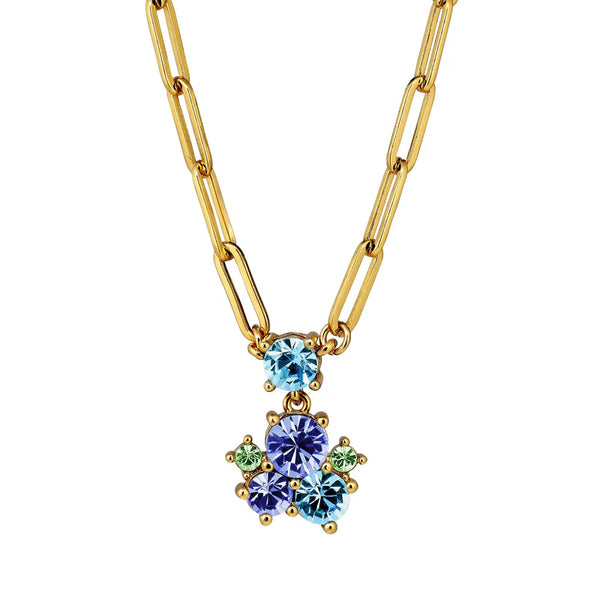 Dyrberg Kern - Tanzy Gold Pendant Necklace, Aqua