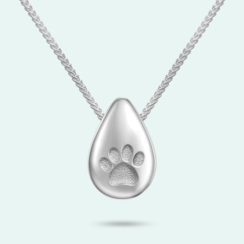 Love In A Jewel - The Love Drop Paw Print Silver