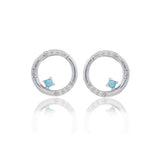 Georgini - Opal Glow Blue Created Opal Circle Earrings Silver