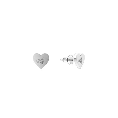 Stolen Girlfriends Club - F*ck Off Heart Stud Earrings Silver