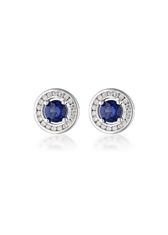 GEORGINI - MILETONE BLUE NANO HALO STUD EARRINGS SILVER