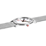 Mondaine - Simply Elegant Unisex White Dial Mesh Strap Watch
