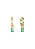 GEORGINI - GIFTS BABY BAGUETTE GREEN GOLD HOOP EARRINGS