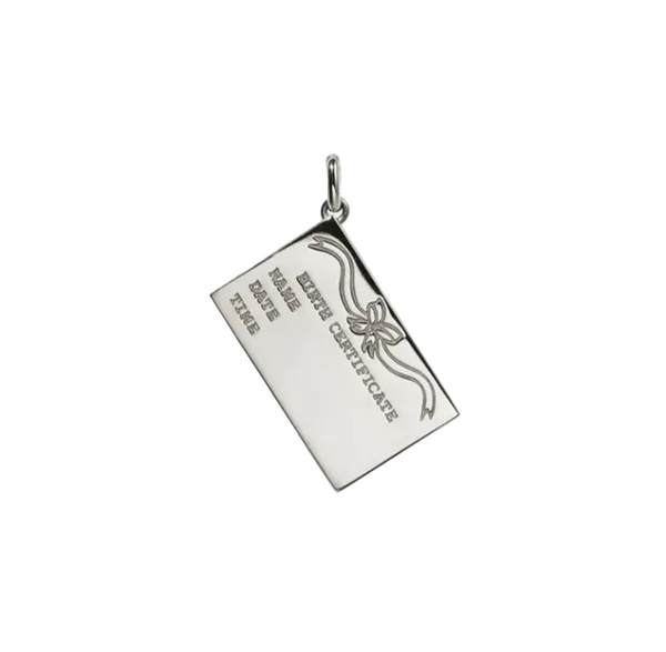 Meadowlark - Birth Certificate Charm Sterling Silver
