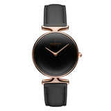 NordGreen - Unika Rose Gold Case & Leather Black Band