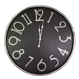Wall Clock - Black Clock With Silver Numbers