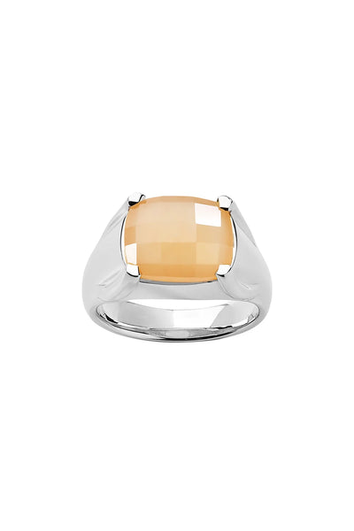 Karen Walker - Chequerboard Ring 12x10mm Peach Moonstone