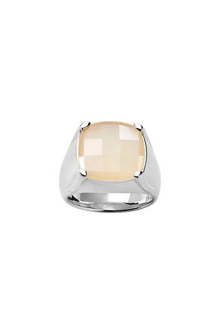 Karen Walker - Chequerboard Ring 14mm Silver & Peach Moonstone