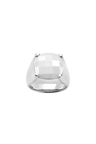 Karen Walker - Chequerboard Ring with 14mm White Agate