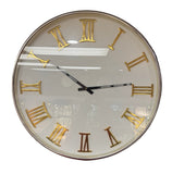 Large Wall Clock - White Face with Gold Roman Numerals