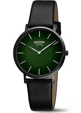 Boccia - Titanium Black Case Green Dial Black Leather Strap