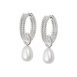 Daisy London - Double Rope Pearl Drop Earrings Silver