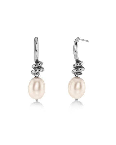 Edblad - Swivel Earrings Pearl Small Steel
