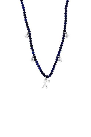 Karen Walker - Lapis Runaway Charm Necklace Silver
