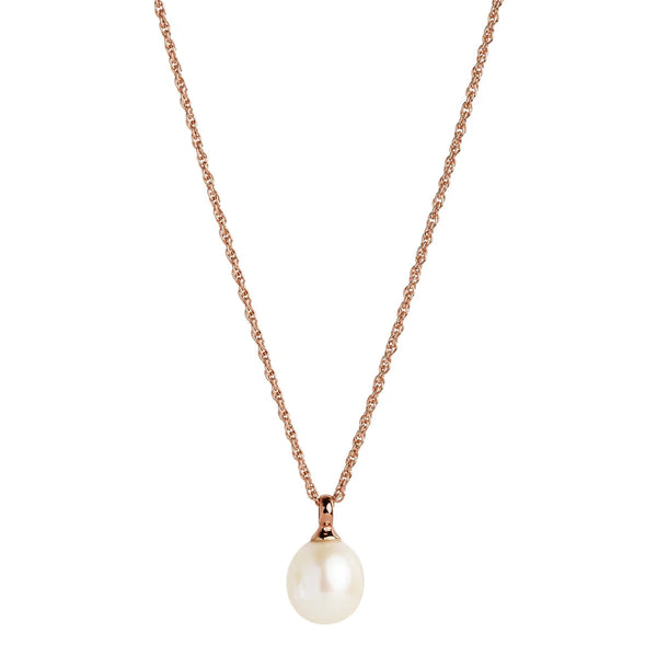 Najo - Dew Drop Pearl Necklace Rose Gold Plated