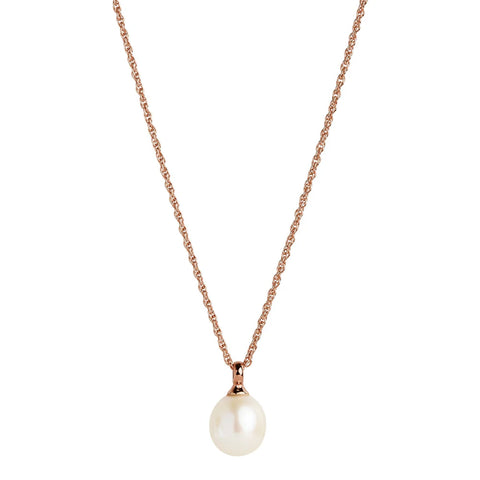 Najo - Dew Drop Pearl Necklace Rose Gold Plated