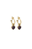 Stolen Girlfriends - Love Claw Anchor Earrings Amethyst Gold Plate