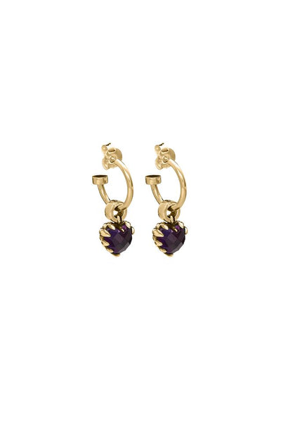 Stolen Girlfriends - Love Claw Anchor Earrings Amethyst Gold Plate