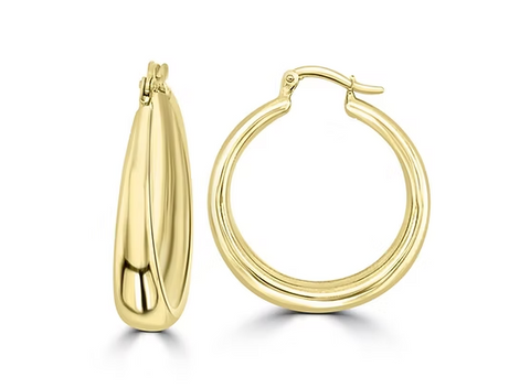 Brent Weatherall - 9ct Yellow Gold Hollow Circle Fluid Hoop Earrings