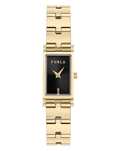 Furla - Baguette Gold-Tone Black Bracelet Watch