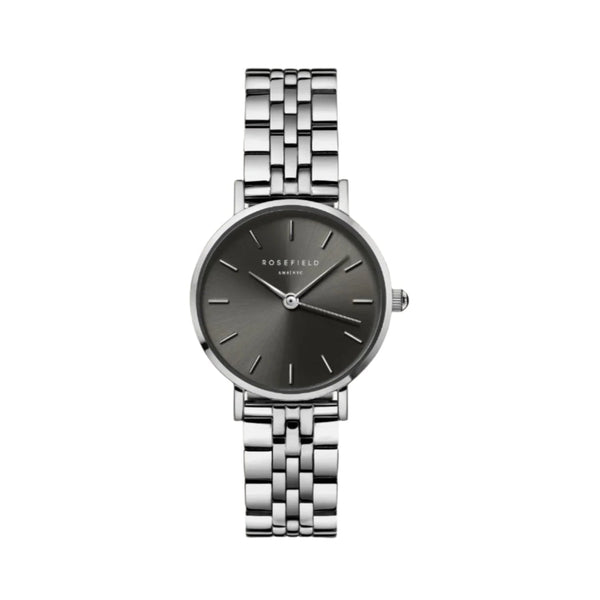 Rosefield Watch - Small Edition Black Dial With Silver Bracelet