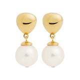 Najo - Freshwater Pearl Drop Earrings In Yellow Gold