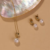 Najo - Freshwater Pearl Drop Earrings In Yellow Gold