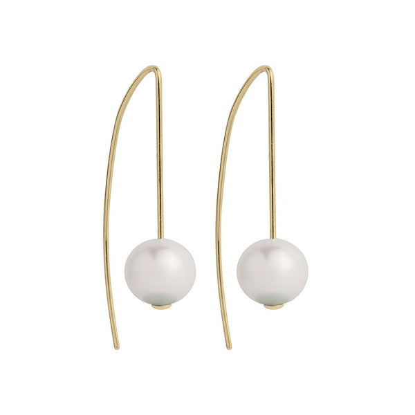 Najo - Yellow Gold Plated Wire Earrings With Freshwater Pearl (Copy)